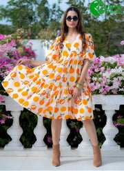 Beautiful Orange Color Digital Print Work Rayon Designer Kurti